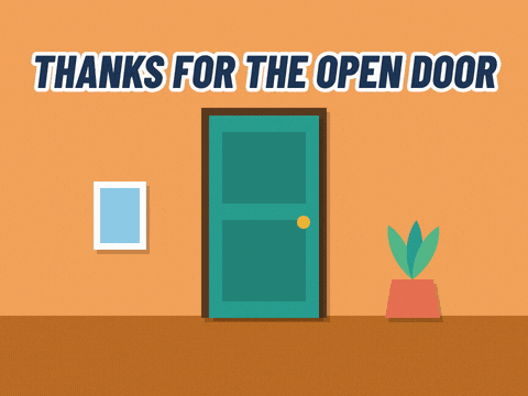 Farewell Boss Thanks Open Door Thanks for the open door, farewell boss paper cut office door swinging open with hearts floating out