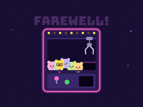 Funny Farewell Claw Machine Prize Farewell, lucky new team, a neon claw machine grabs the coworker plush in a tie and drops it out the prize door