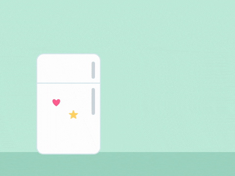Happy farewell, forgot me, the office fridge swings open and a cute lunchbox hops and waves on the shelf