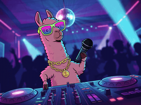 Confetti-filled Mic Drop scene with a DJ, animated funny farewell GIF