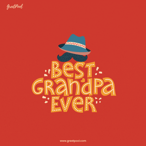 Animated Best Grandpa Ever GIF with hat and mustache