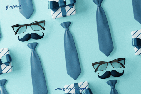 Animated Happy Father's Day GIF with mustache and glasses