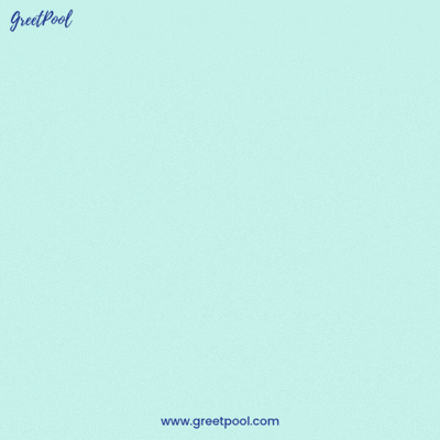 Animated Happy Father's Day GIF in teal with floating hearts