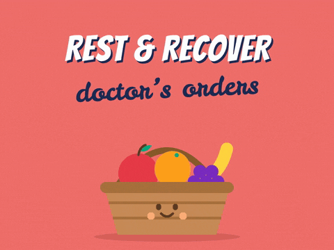 Get Well After Surgery Fruit Basket Rest and recover doctor's orders get well message with a smiling fruit basket after surgery