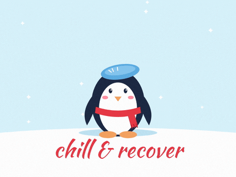 Get Well Soon Penguin Ice Pack Get well soon, chill and recover, a penguin in a red scarf shivering with an ice pack on its head