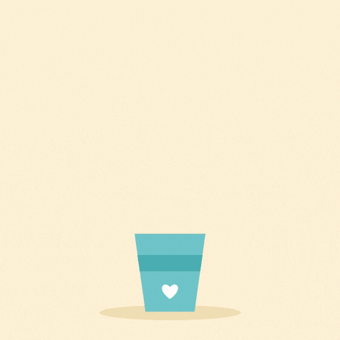Get well soon tulips popping up one by one in a blue vase with a white heart on a cream background