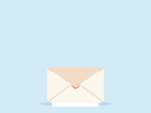 Sending you get well wishes envelope opening with a heart card rising out and hearts floating