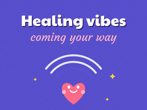 Healing Vibes After Surgery Heart Healing vibes coming your way after surgery with waves radiating from a smiling pink heart
