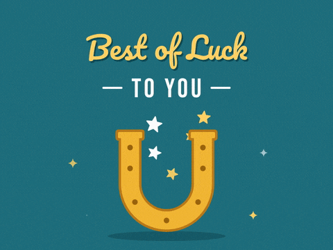 Best of luck to you golden horseshoe catching falling stars on a teal background