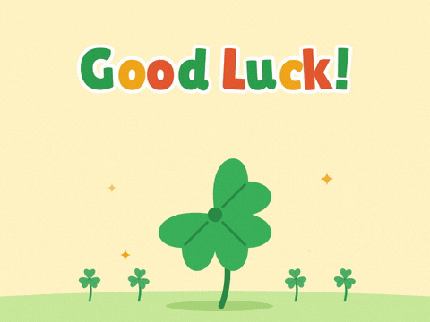 Good luck four leaf clover growing its lucky fourth leaf with gold sparkles on a pale yellow background
