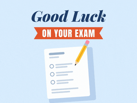 Good luck on your exam pencil ticking answers on a test paper and circling a red A plus