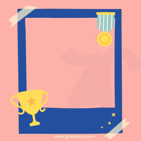 Graduate With Trophy Celebration Animated graduation celebration GIF with graduate holding trophy