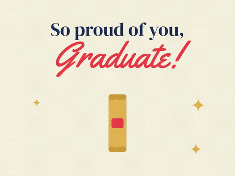 So Proud Graduate Diploma Scroll So proud of you, Graduate message above a diploma scroll unrolling to show a red ribbon seal