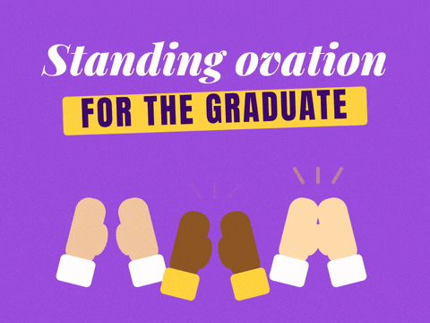 Standing Ovation For The Graduate Standing ovation for the Graduate message with three pairs of hands clapping on a purple background