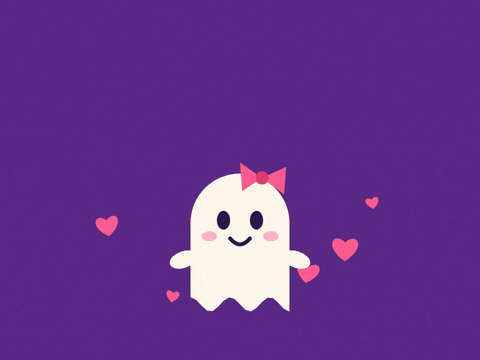 Boo Tiful Halloween Day Ghost Have a boo-tiful day Halloween ghost wearing a pink bow with pink hearts floating up on a violet background
