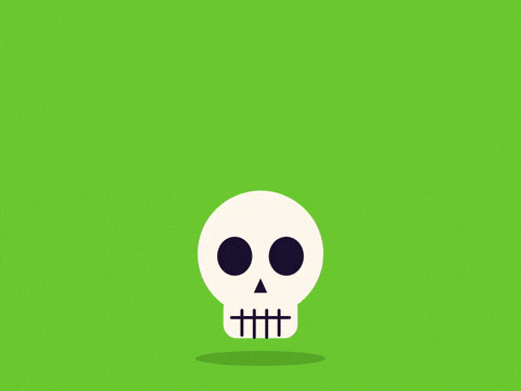 Creep It Real Halloween Skull Creep it real happy Halloween with a white skull as black sunglasses drop onto its face on a bright green background
