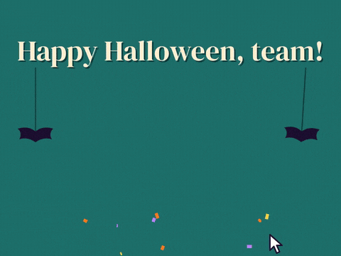 Funny Halloween Costume Contest Invite Happy Halloween, team, a costume contest meeting invite slides in and a cursor clicks yes, going, with confetti