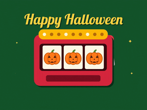 Happy Halloween slot machine spinning three reels that land on jack-o-lanterns and pay out all treats