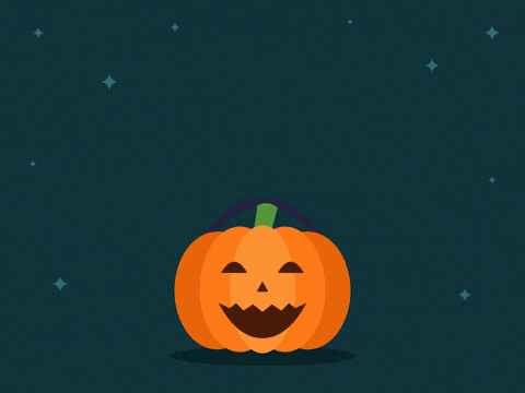Halloween Trick Or Treat Candy Bucket Trick or treat Halloween pumpkin candy bucket with colourful wrapped sweets bouncing out on a dark teal background
