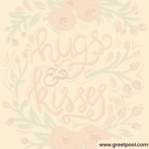 I Love You Hugs Kisses Floral Animated I love you hugs and kisses GIF with floral calligraphy