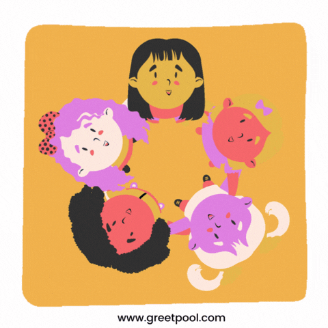 Sending Hugs Friends Circle Animated sending hugs GIF with friends holding hands in circle