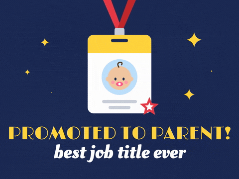 New Baby Promoted To Parent Badge Promoted to parent new baby message with a work ID badge showing a baby, best job title ever