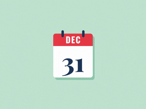Happy New Year paper calendar flipping from December 31 to January 1 with confetti, A brand new page