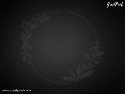 Animated deepest sympathy GIF with floral wreath on dark background