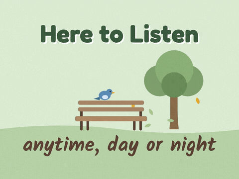 Here To Listen Sympathy Bench Here to listen anytime, day or night sympathy park bench under a tree with a small blue bird