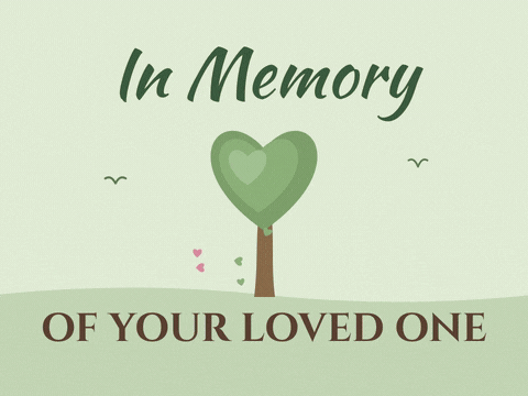 In Memory Loved One Sympathy Tree In memory of your loved one who passed away, heart shaped tree with small hearts drifting down