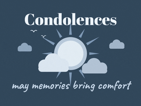 Inspirational condolences, may memories bring comfort, pale sun breaking through clouds for someone grieving