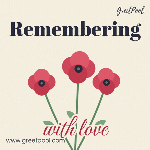 Remembering With Love Sympathy Poppies Remembering with love sympathy message with three red poppies swaying on a cream background