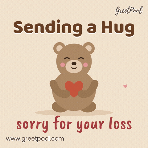 Sending A Hug Sympathy Teddy Bear Sending a hug, sorry for your loss sympathy teddy bear gently rocking and holding a red heart