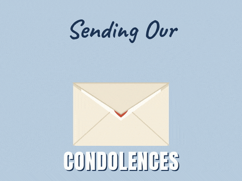 Sending Condolences Sympathy Envelope Sending our condolences sympathy envelope opening as a card with a red heart rises out