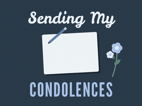 Sending My Condolences Sympathy Note Sending my condolences handwritten note being signed with a heart beside a pale blue flower