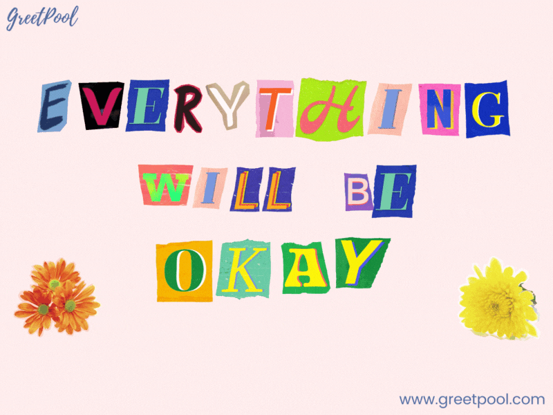 Animated sympathy GIF with everything will be okay colorful text
