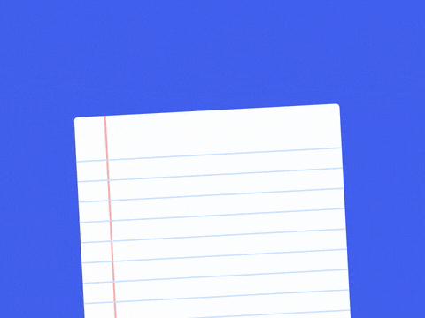 Thank you! letters dropping in as a gold star sticker slams onto a lined page, gold star for you