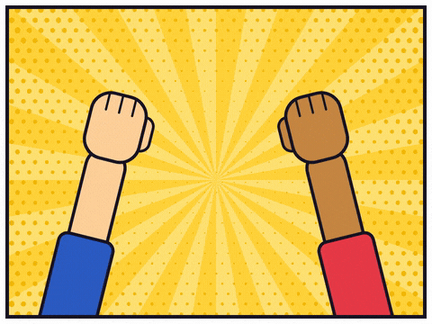 Thank You High Five Comic Thank you! comic burst as two arms swing in for a high five on yellow halftone rays, high five, team