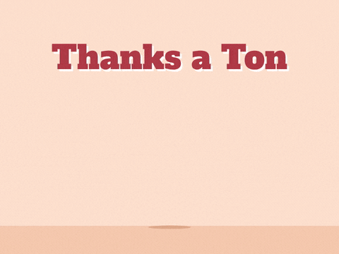 Thanks a ton thank you message as a one ton weight drops and lands with a thud