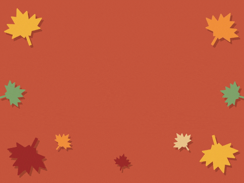 Happy Thanksgiving, thankful and blessed, in cream and gold script framed by swaying paper-cut maple leaves
