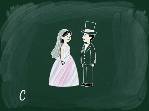 Funny chalkboard doodle chalk it up to true love, animated wedding GIF