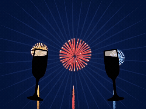 Funny wpa poster fireworks toast congratulations and cheers, animated wedding GIF