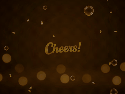 Gold Confetti Bubbles Cheers Wedding Gold confetti bubbles cheers, animated wedding GIF