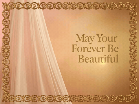 Gold Filigree Frame Floral Garland May Your Forever Be Beautiful Wedding Gold filigree frame floral garland may your forever be beautiful, animated wedding GIF