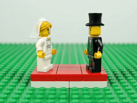Lego Brick Minifigures Perfectly Pieced Together Wedding Lego brick minifigures perfectly pieced together, animated wedding GIF