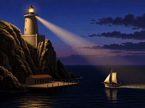Oil Painting Lighthouse Congratulations Newlyweds Wedding Oil painting lighthouse congratulations newlyweds, animated wedding GIF
