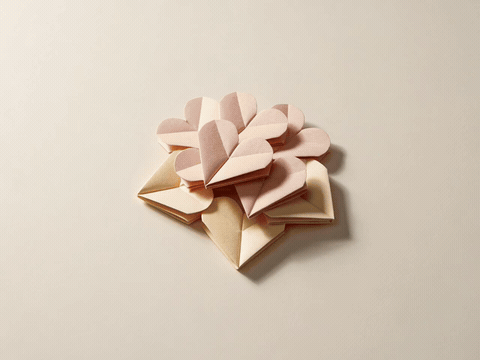 Origami Paper Hearts Folded Together Forever Wedding Origami paper hearts folded together forever, animated wedding GIF