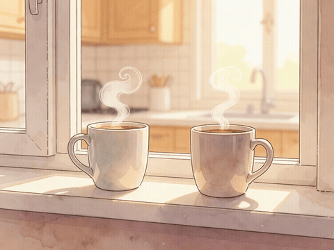 Watercolor Coffee Mugs Wishing You Forever Wedding Watercolor coffee mugs wishing you forever, animated wedding GIF