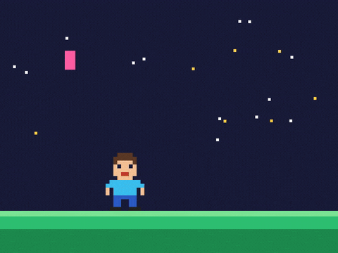 Welcome to the team typed in pixel letters as an 8-bit new player walks in and hops with a teammate
