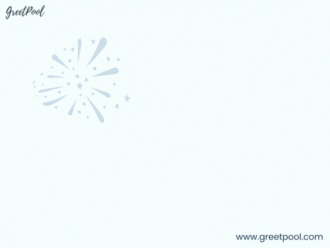 Animated 1 year work anniversary GIF with celebration ribbon